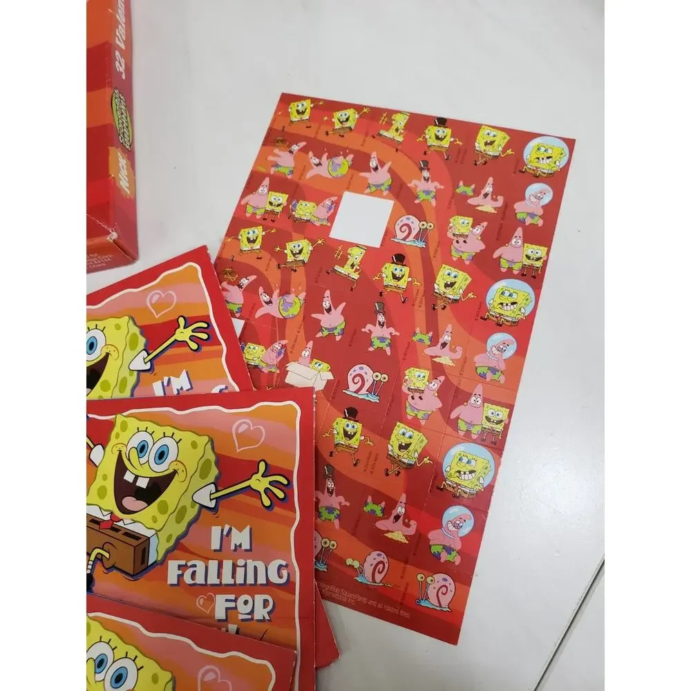 SpongeBob Nickelodeon 32 Valentines Cards with Stickers‎ VTG 2000'S y2k